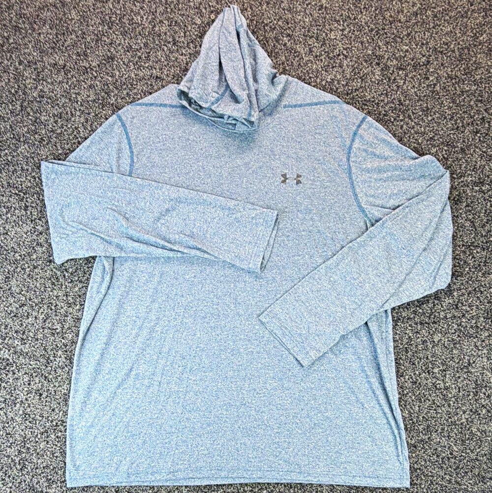 Under Armour Threadborne HeatGear Men’s Loose Hooded Pullover Hoodie Blue XL